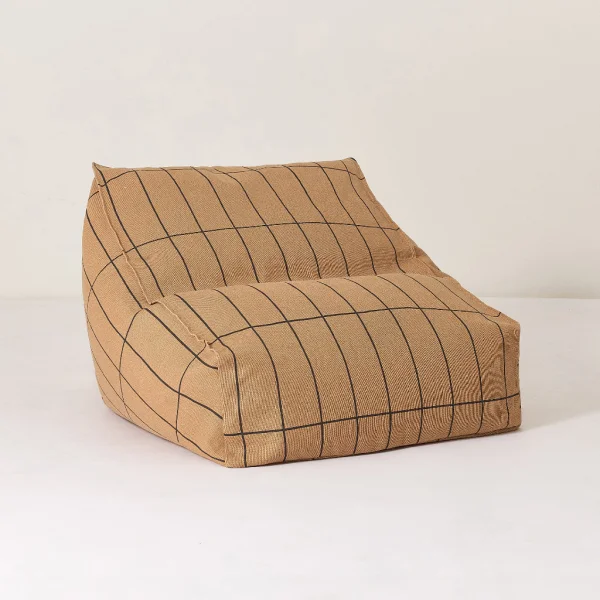 Vibes Armchair Beanbag Brown Black Grid - Pre Order