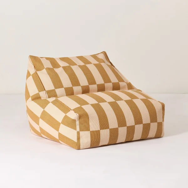 Vibes Armchair Beanbag Mustard and Sand Tiles by Nobodinoz PRE-ORDER OCTOBER DELIVERY