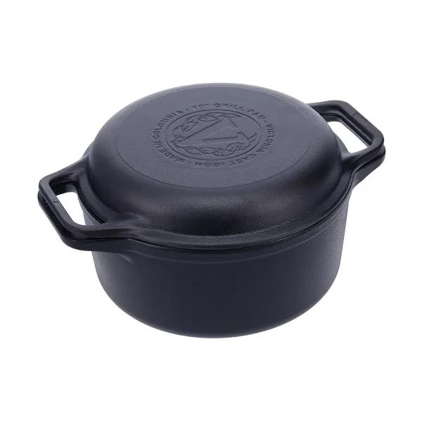 Victoria Cast iron Dutch oven and grill pan, pre-seasoned 2-piece