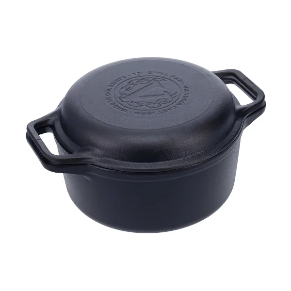 Victoria Cast iron Dutch oven and grill pan, pre-seasoned 2 pieces