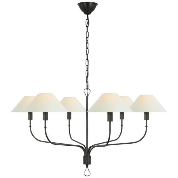 Visual Comfort | Amber Lewis | Griffin Extra Large Tail Chandelier | Bronze and Chocolate Leather
