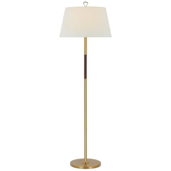 Visual Comfort | Amber Lewis | Griffin Large Floor Lamp | Antique Brass and Saddle Leather