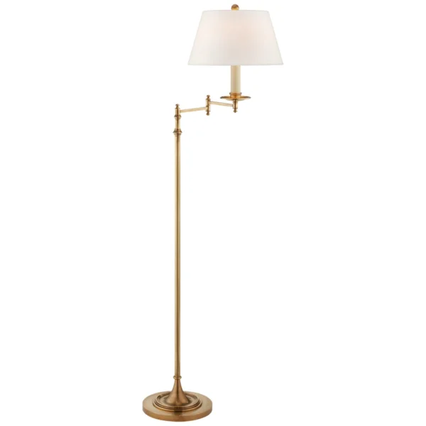 Visual Comfort | Chapman & Myers | Dorchester Swing Arm Floor Lamp | Antique Burnished Brass with Linen Shade