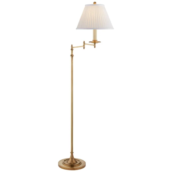 Visual Comfort | Chapman & Myers | Dorchester Swing Arm Floor Lamp | Antique Burnished Brass with Silk Shade