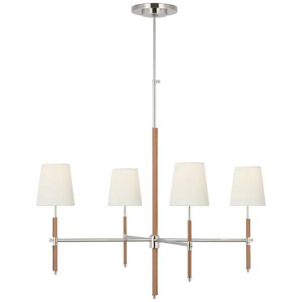 Visual Comfort | Thomas O'Brien | Bryant Large Wrapped Chandelier | Polished Nickel and Natural Leather