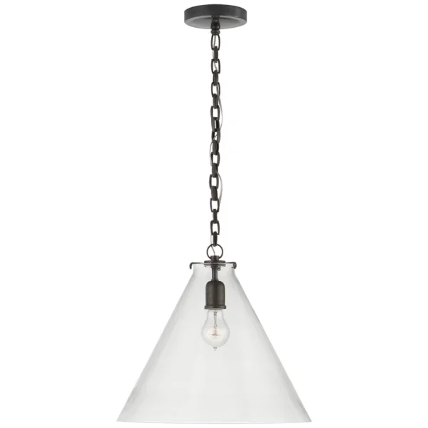 Visual Comfort | Thomas O'Brien | Katie Conical Pendant | Bronze with Clear Glass