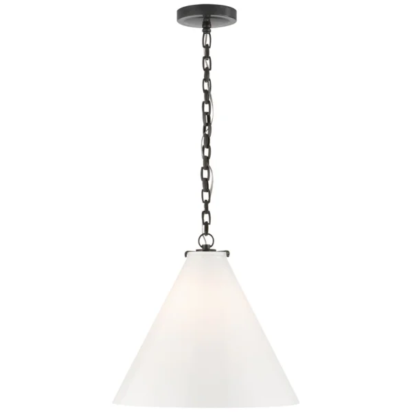 Visual Comfort | Thomas O'Brien | Katie Conical Pendant | Bronze with White Glass