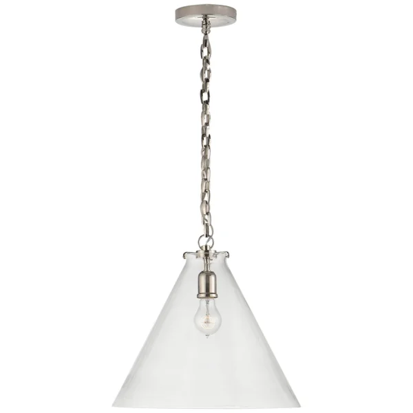 Visual Comfort | Thomas O'Brien | Katie Conical Pendant | Nickel with Clear Glass