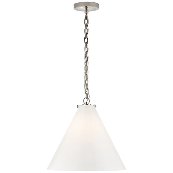 Visual Comfort | Thomas O'Brien | Katie Conical Pendant | Nickel with White Glass