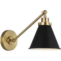 Wellfleet Wall Light Black & Brass, Light, Midnight Black & Burnished Brass - Andrew Martin