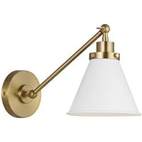 Wellfleet Wall Light White & Brass, Light, Matte White & Burnished Brass - Andrew Martin