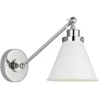Wellfleet Wall Light White & Nickel, Light, Matte White & Polished Nickel - Andrew Martin