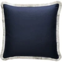 York Navy/Alezio, Sustainable Feather, Cushion - Andrew Martin Sophie Paterson With Trim/Fringe & Wool & Wool Blend Plain